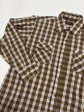 Kingsport VTG Rockabilly Western Shirt Brown Cotton Blend Long Sleeve Sz L